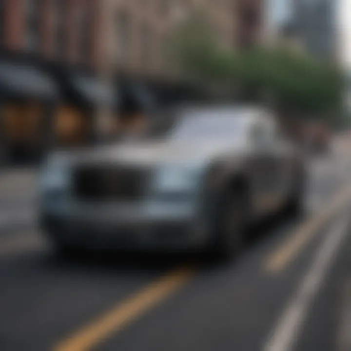 Trendy New York street featuring a Rolls Royce on the move