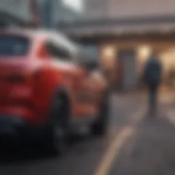 Young adult looking at rental car options
