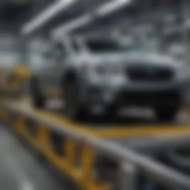 Detail of Subaru Crosstrek assembly line highlighting precision engineering