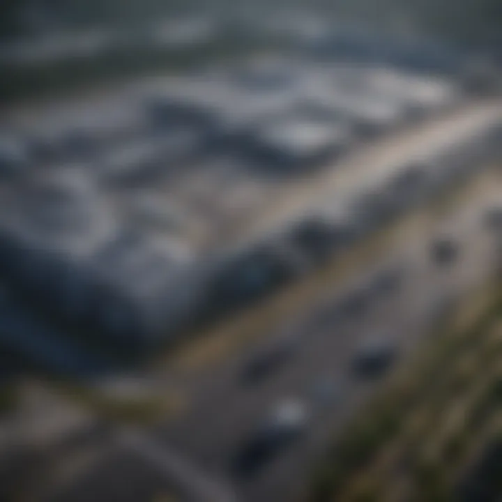 Aerial view of Subaru manufacturing plant showcasing advanced technology