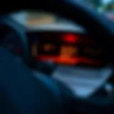 Close-up view of a car's dashboard highlighting registration documents