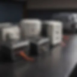 A detailed view of various RV power adaptors laid out on a surface