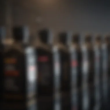 Various types of engine oils on display