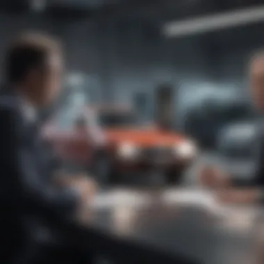 Negotiation in Action at the Dealership Customer negotiating a deal at a used car dealership