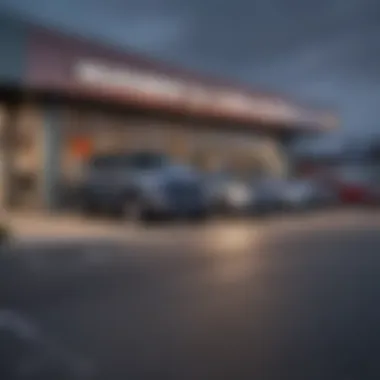 Exterior view of a prominent used car dealership in Springfield, PA